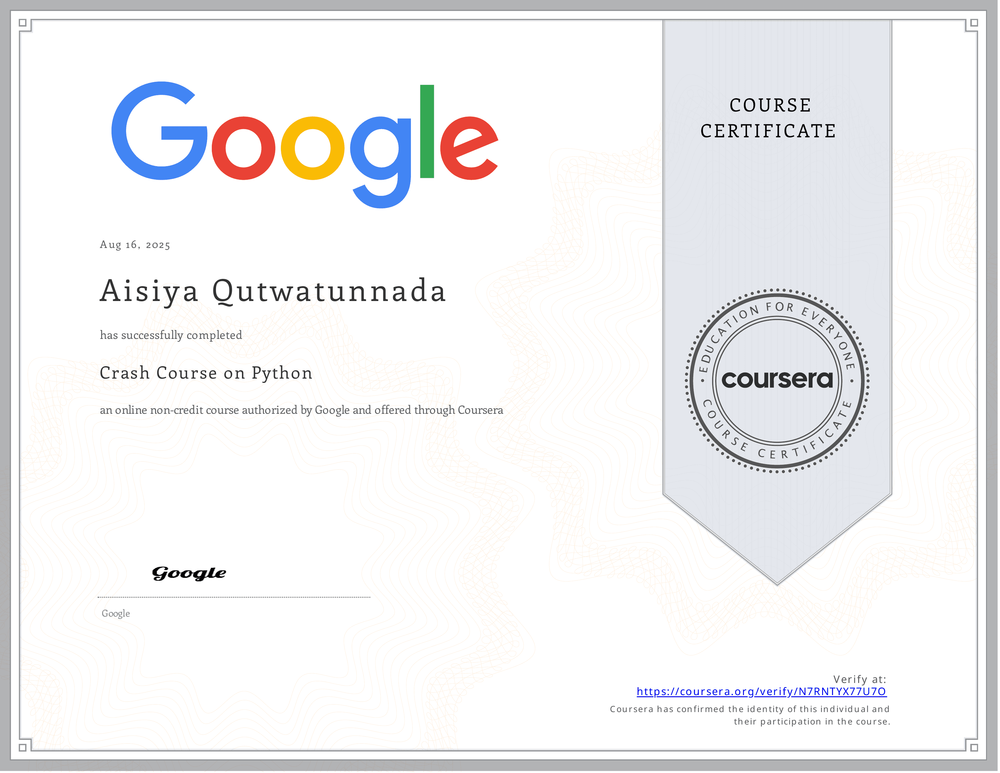 Google - Crash Course on Python