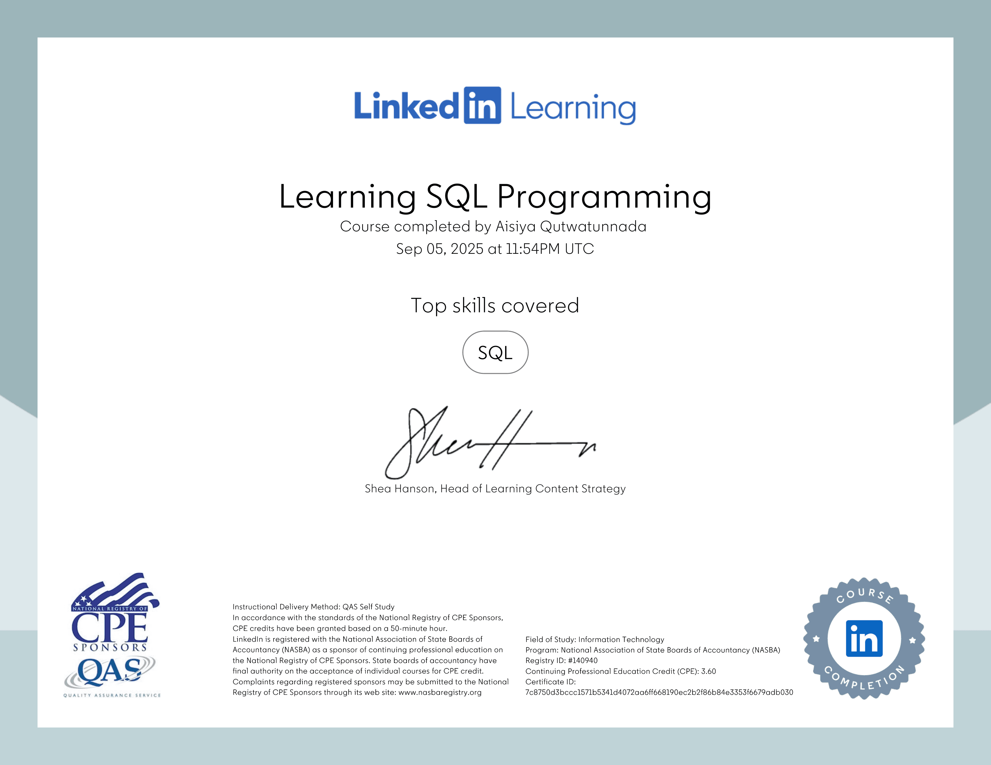 LinkedIn - SQL Programming